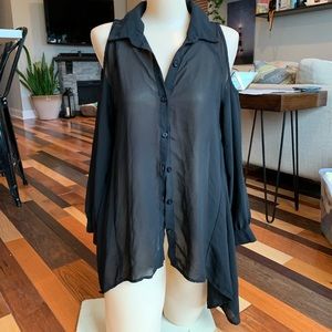 Sheer black long sleeve top